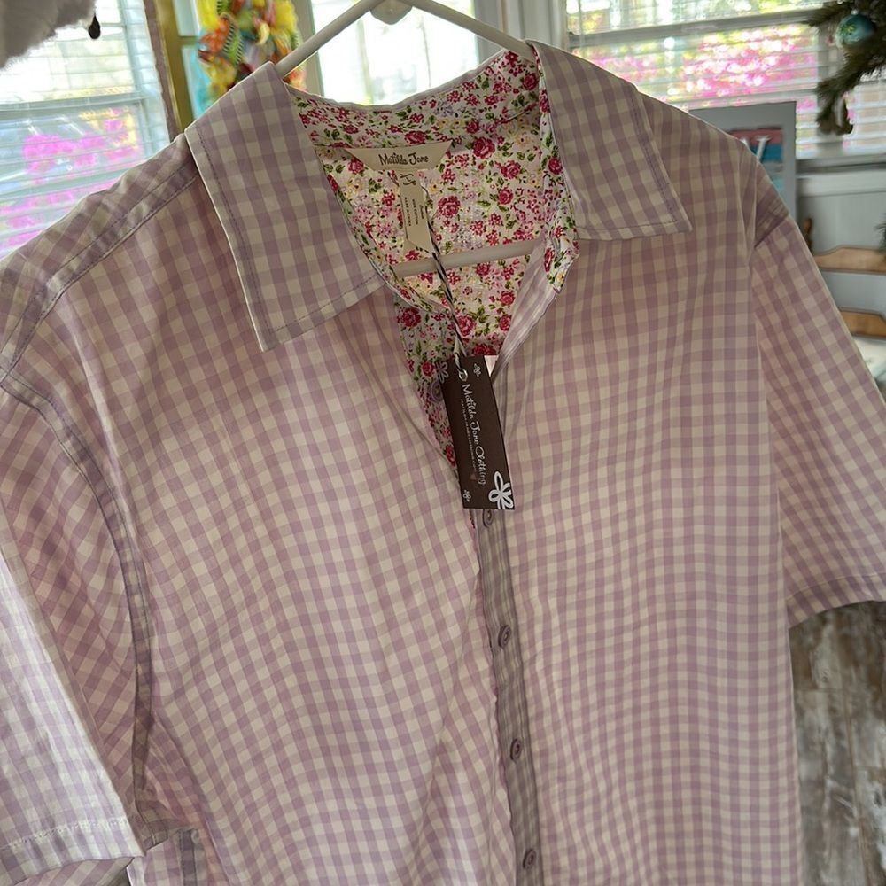Mens Matilda Jane Enchanted Easter Brunch Checked Shirt Size L Large NWT - Picture 5 of 7
